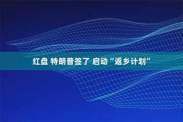 红盘 特朗普签了 启动“返乡计划”