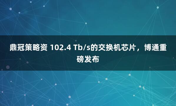鼎冠策略资 102.4 Tb/s的交换机芯片，博通重磅发布