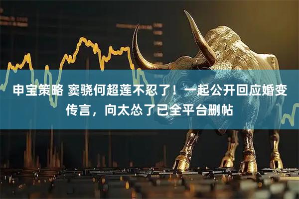 申宝策略 窦骁何超莲不忍了！一起公开回应婚变传言，向太怂了已全平台删帖